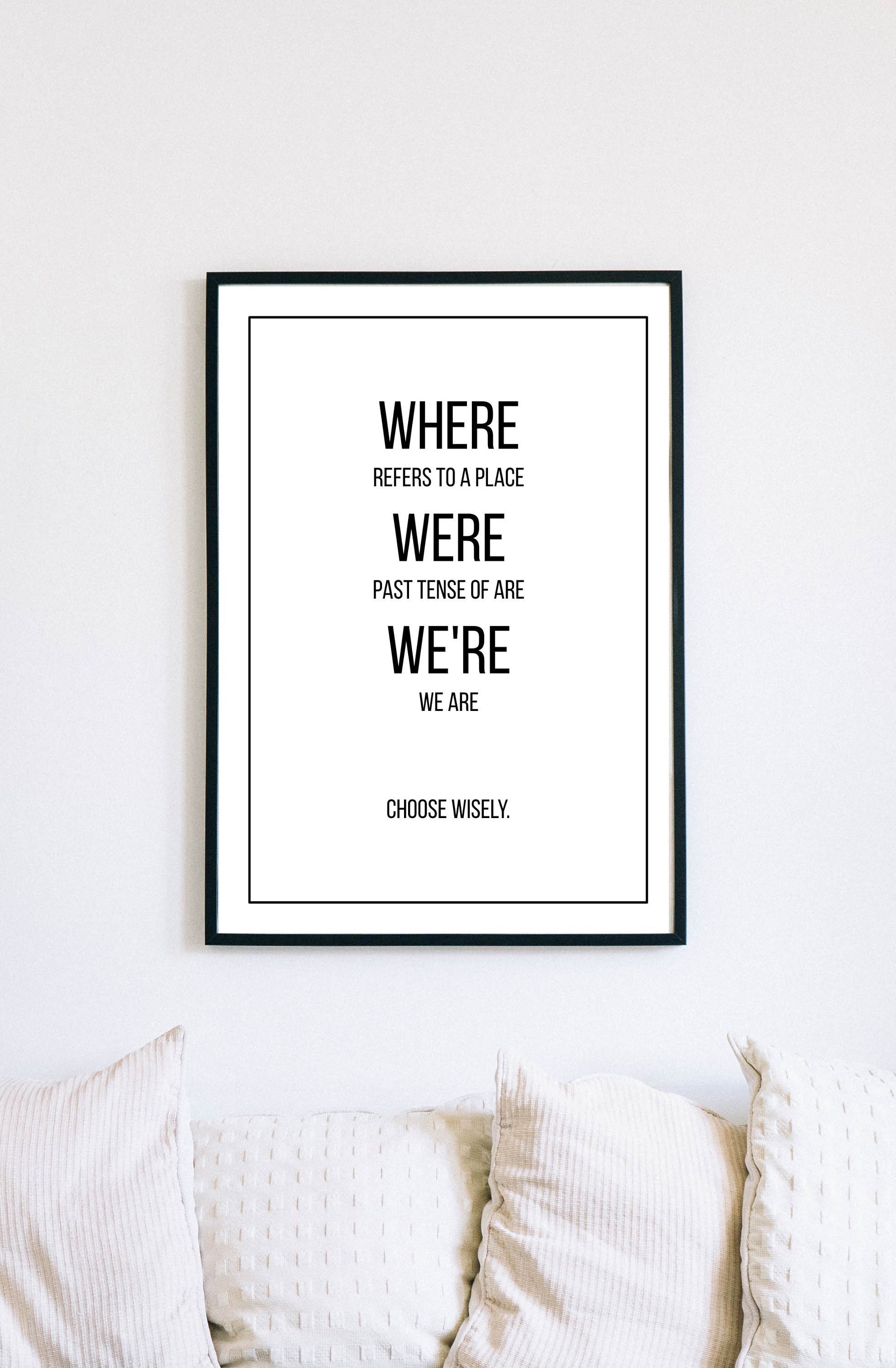 Where Were We're, Englische Grammatik Poster, Minimalistischer Kunstdruck, Grammatik Polizei, Englisch Klassenzimmer Digitaler Kunstdruck