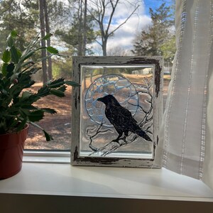 This is a glass raven and moon glass on glass mosaic/wall art that would make a unique gift for someone or just to keep for yourself.