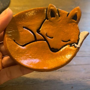 fox ring dish/ handmade/ clay accessories/ gift for her/one of a kind/ jewelry dish