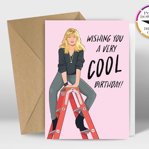 Kartka urodzinowa do pobrania natychmiast | Karta PDF | Grease 2 | Cool Rider | Łatwe drukowanie z domu | Zabawne kartki