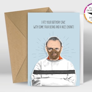 Verjaardagskaart direct downloaden | PDF-kaart | Silence of the Lambs |  Hannibal | Gemakkelijk afdrukken vanuit huis | Grappige kaarten