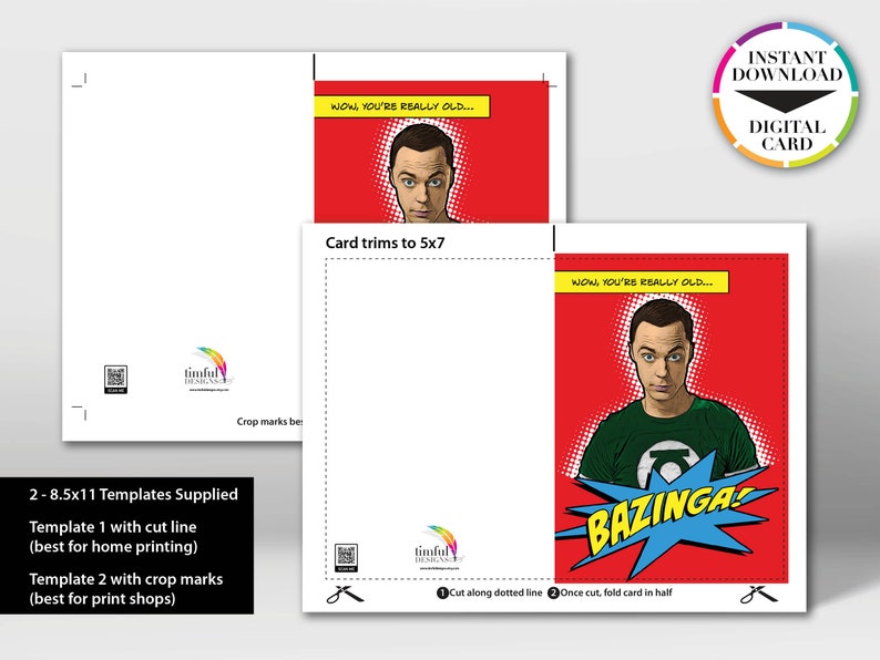 Instant Download Birthday Card | PDF Card | Sheldon | Big Bang Theory ...