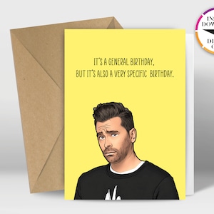 Descarga instantánea de tarjeta de cumpleaños / Tarjeta PDF / David Rose / Schitts Creek / Imprima fácilmente desde casa / Tarjetas divertidas