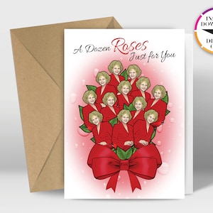 Sofort Download Valentinskarte | PDF Karte | Rose | Golden Girls | Einfach von zu Hause aus drucken | Lustige Karten