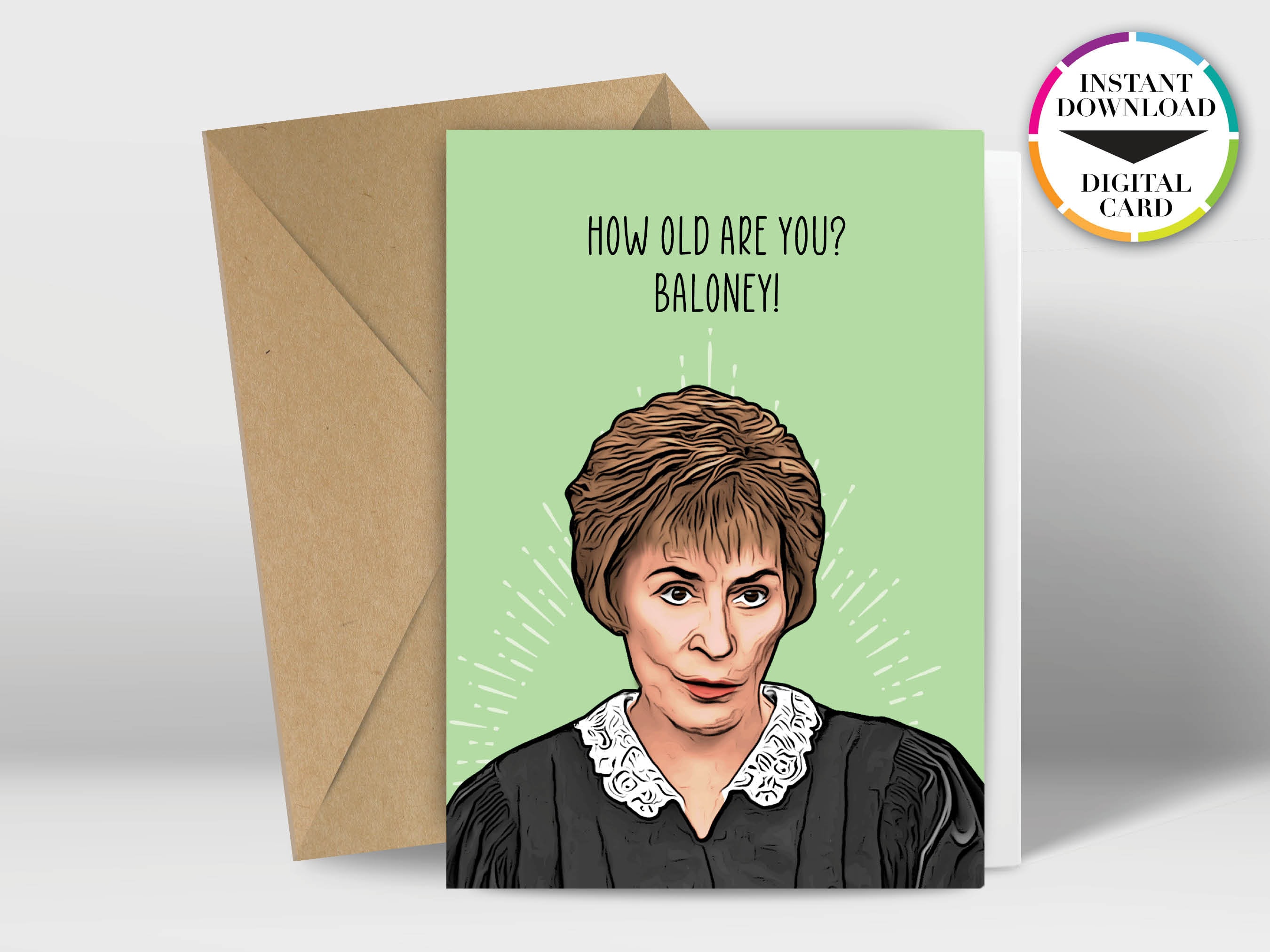 Instant Download Birthday Card | PDF Card | Judge Judy | Baloney ...