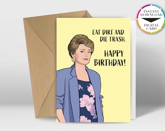 Instant Download Birthday Card | PDF Card | Blanche | Golden Girls | Easily Print from Home | Funny Cards