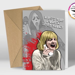 Carte d’anniversaire à téléchargement instantané | Carte PDF | Cri | Visage fantôme | Halloween | Imprimez facilement depuis la maison | Cartes drôles