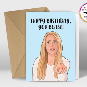 Instant Download Birthday Card | PDF Card | Real Housewives | Kim | Easily Print from Home | Funny Cards