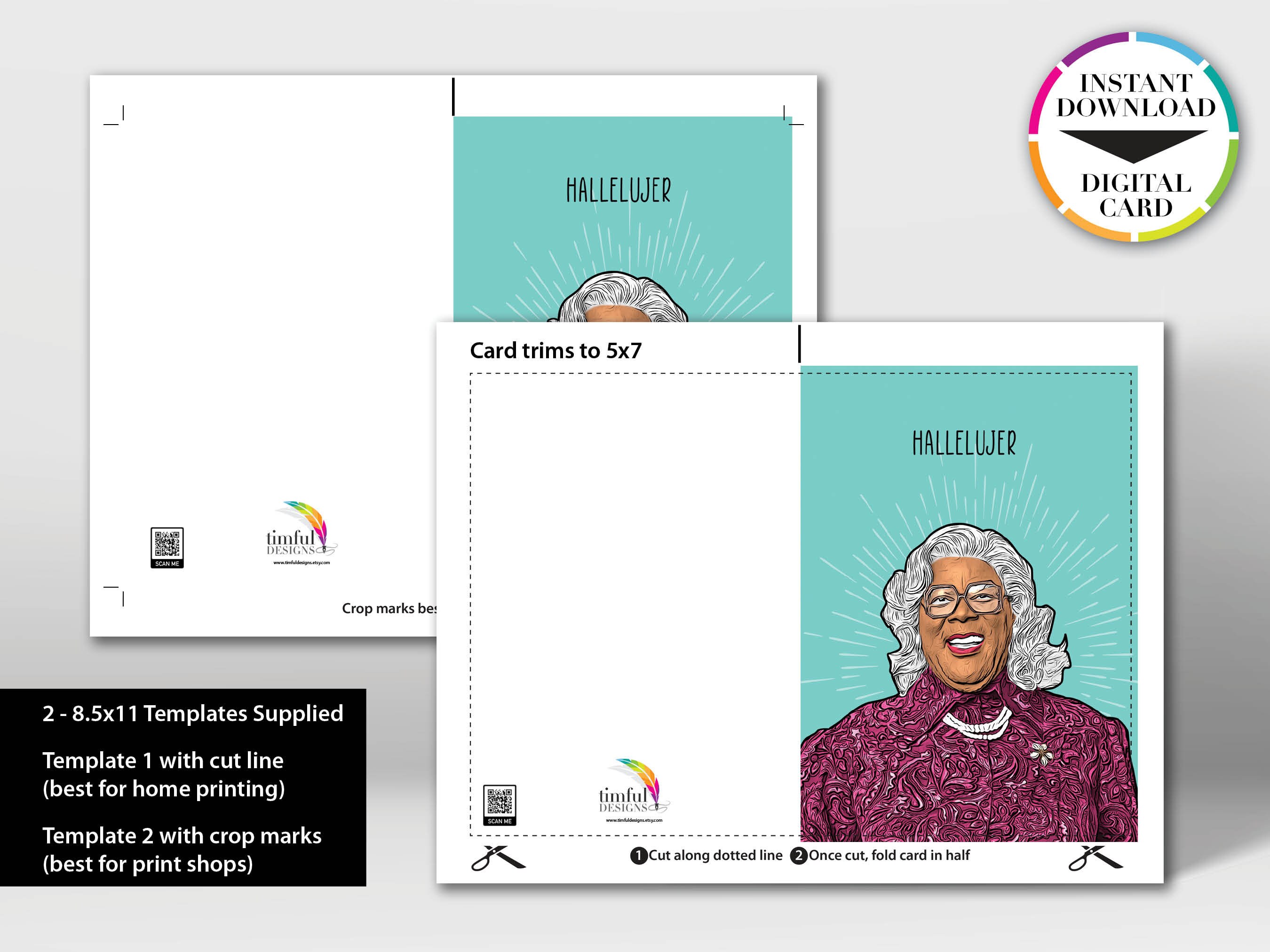Instant Download Birthday Card | PDF Card | Madea | Hallelujer | Easily Print From Home | Funny ...