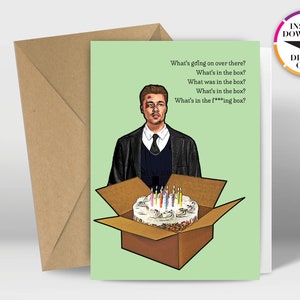 Carte d'anniversaire à téléchargement instantané | Carte PDF | Brad Pitt | Sept | Imprimez facilement depuis chez vous | Cartes amusantes