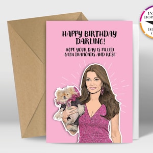 Carte d'anniversaire à téléchargement immédiat | Fiche PDF | vraies femmes au foyer | Lisa | Imprimez facilement depuis la maison | Cartes amusantes