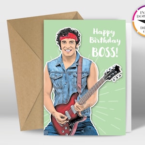Cartão de aniversário para download instantâneo | Cartão em PDF | Bruce | O chefe | Imprima facilmente de casa | Cartões engraçados