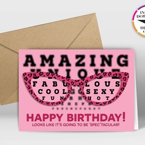 すぐにダウンロードできる誕生日カード | PDF カード | 視力検査 | すばらしい | 自宅から簡単に印刷 | おもしろいカード