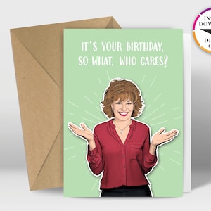 Verjaardagskaart direct downloaden | PDF-kaart | Cher | Joy Behar | Bekijken | Grappige kaarten
