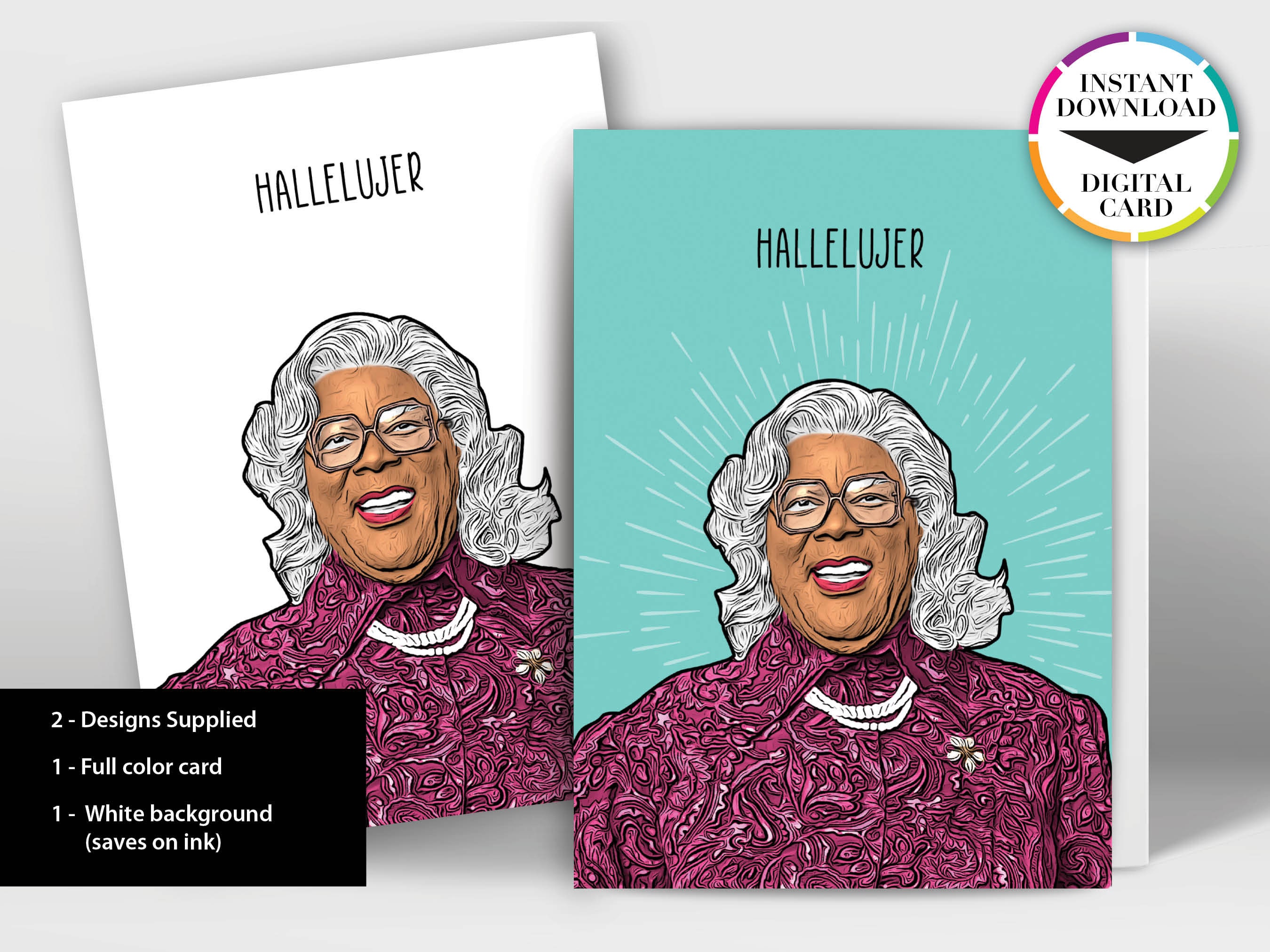 Instant Download Birthday Card | PDF Card | Madea | Hallelujer | Easily Print From Home | Funny ...