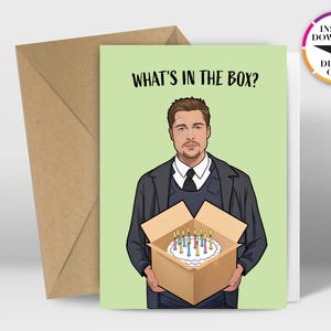 Sofortiger Download Geburtstagskarte | PDF Karte | Brad Pitt | Sieben | Drucken Sie bequem von zu Hause | Lustige Karten