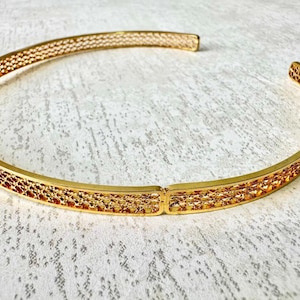24k Gold Plated Choker Necklace – Handmade Bronze Collar – Minimalist Layering Jewelry – Elegant Gift for Her – Boho Statement Piece