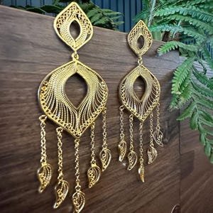 Pendientes de filigrana Davina - Joyería de filigrana - Joyería artesanal - Idea de regalo para ella - Baño de oro de 24k - Pendientes de filigrana