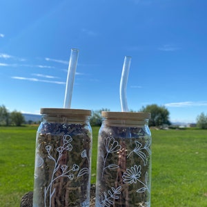 Wildflower Glass Can, Beer Glass Can, Glass Coffee Cup, Aesthetic Glass Beer Can