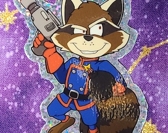 Rocket Raccoon - Glitter Sticker