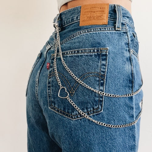 Unisex Pants Chain Side Punk Chain on the Jeans Pants Women Etsy