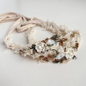 Rustikales Neugeborenen Haarband, Boho Raffhalter, Wald Halo Haarband, Neugeborenen Outfit, Neugeborenen Fotografie Requisiten