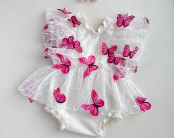 Traje de mariposa para fotografía, mono de encaje con mariposas para niña recién nacida, traje para niña recién nacida, accesorios para fotografía de recién nacida, body para recién nacida