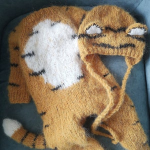 Tiger toddler outfit, tiger hat set symbol 2022, knitted Tiger outfit, halloween 12 m tiger costume, New year outfit