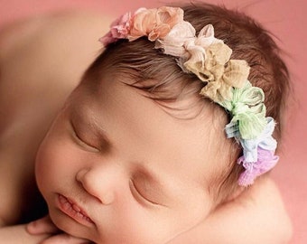 Rainbow halo headband newborn, bows headband newborn photography props, rainbow baby props, rainbow tieback, sitter outfit
