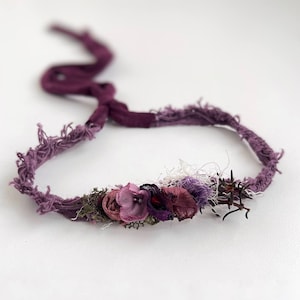 Purple newborn halo headband, boho tieback, lilac halo headband, newborn outfit, newborn photography props