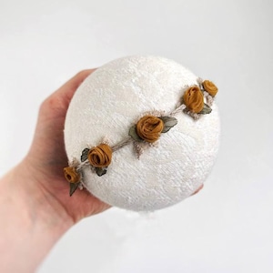 Rustic newborn flower headband, boho tieback, forest halo headband, newborn outfit, newborn photography props