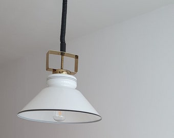 Vintage White Glass Pendant Lamp, Mid-Century Modern Lighting, Dekor Zabok