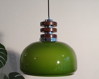 Vintage Grüne Pendelleuchte / Deckenleuchte / MCM Lightning / Sijaj Hrastnik / Space Age Lampe / Retro Lampe / Jugoslawien 70&#39;s