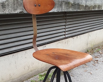 Vintage Industrial Swivel Chair / Mid century Office Chair / Desk Chair / Adjustable Factory Stool / Yugoslavian Industrial Furniture / 60s