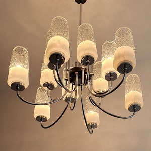 Vintage 12 Arm Chandelier / Vintage Pendant Light / Mid Century Modern / Retro Hanging Light / Ceiling Light / Yugoslavia 70s