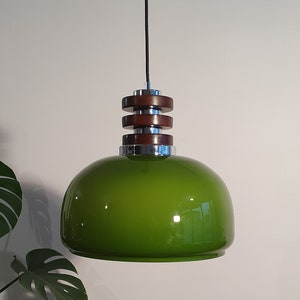 Vintage  Green Pendant Light / Ceiling Light/ MCM Lightning / Sijaj Hrastnik / Space Age Lamp / Retro Lamp / Yugoslavia 70's