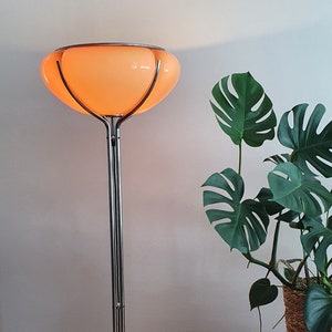 Brown Harvey Guzzini Quadrifoglio / Floor Lamp By Gae Aulenti / Italy design /Meblo For Guzzini / Space Age / 1970s