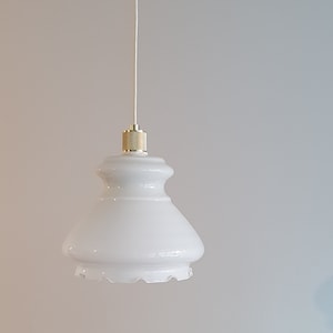 Vintage Ceiling Light/ Pendant Light/ White Opaline Glass Hanging Light/ Fazzoletto Style Light / Retro/ Yugoslavia/ 70s