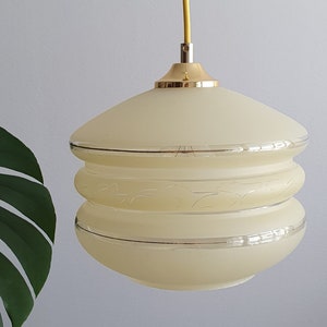 Set of 2 Vintage Glass lamps  / Vanilla Yellow Glass Ceiling Light / Mid Century Modern Ceiling Light / Yugoslavia1970s