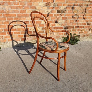Vintage Thonet style nr.14  Dining Chair / Bentwood and fabric / 1950s Cafe Bistro Chair / Mid-century Modern Home / Charlie Chaplin Chair