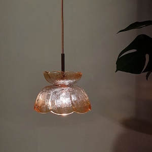 Vintage glass Pendant Light / Small Ceiling Light/ MCM Lightning  / Floral Lamp / flower petal light / Retro Lamp / Yugoslavia 70&#39;s