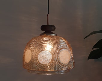 Vintage Amber Glass Pendant Light / Ceiling Glass Light / Yugoslavia Pendant Light / Mid Century Modern Hanging Light / 70s Light