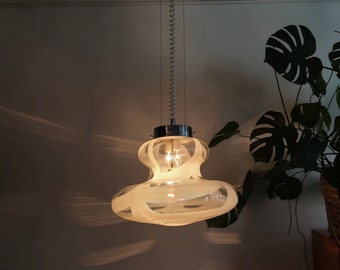 Grote vintage Murano glazen hanglamp/Mazzega stijl plafondlamp/bol gestreepte Murano/vintage Italiaanse verlichting/MCM uit de jaren 70