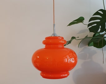 Space Age glazen hanglamp / oranje glazen plafondlamp / Mid Century moderne gele plafondlamp / UFO-lamp jaren 1970