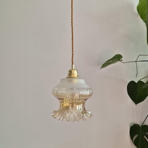 1 of 6 Small Pendant Lamps / Amber glass light / MCM Lighting / Rewired  Light / Vintage Ceiling Lamp / Made in Yugoslavia /60s