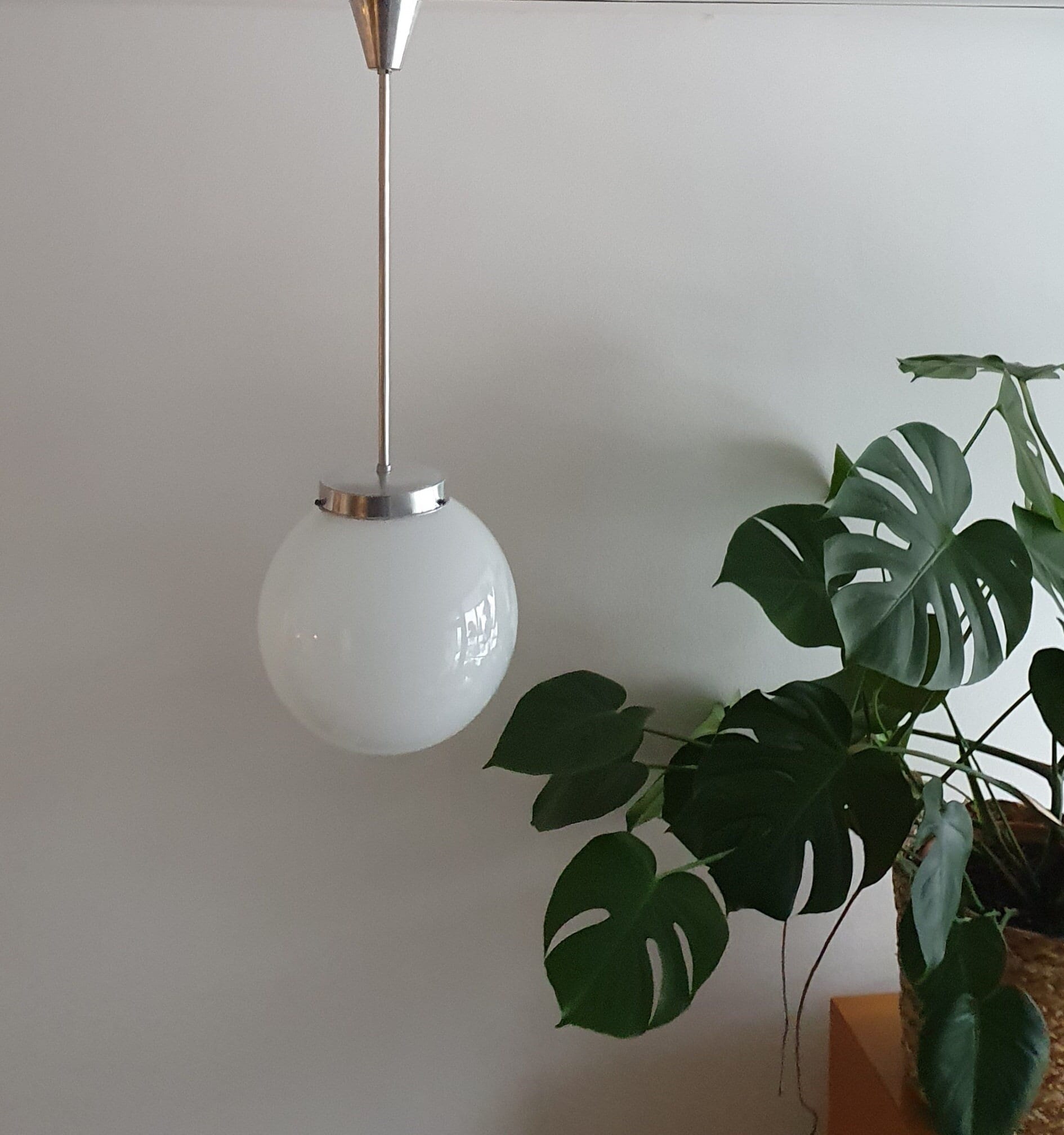 Bauhaus Style Pendant Light / Vintage White Pendant Light / Ceiling ...