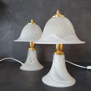 Pair of Vintage Murano Mushroom Bedside Lamps / Murano Table lamp / Bedside Murano Lamp / Made in Italy 80s