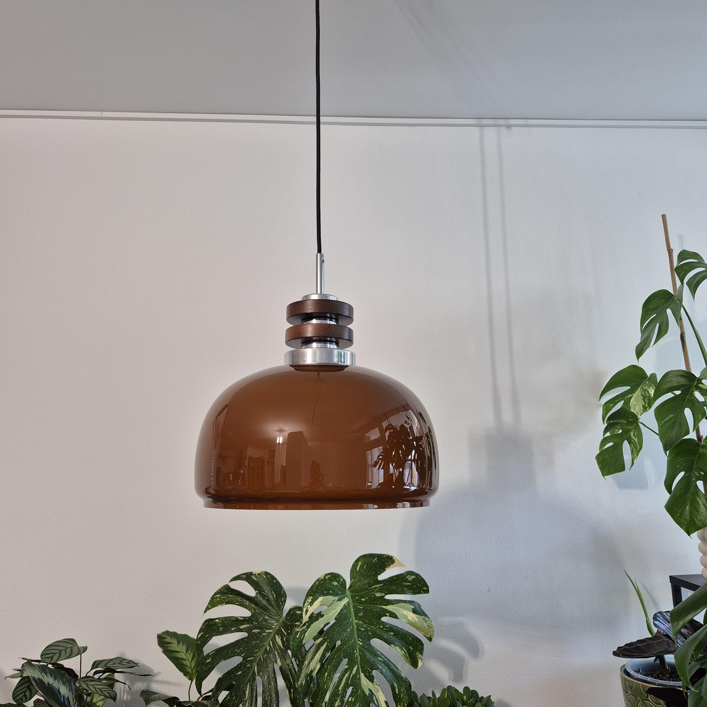 Vintage  Caramel Brown Pendant Light / Ceiling Light/ MCM Lightning / Sijaj Hrastnik / Space Age Lamp / Retro Lamp / Yugoslavia 70's