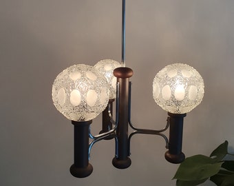 Vintage 3 Arm Sputnik Chandelier / Vintage Pendant Light / Mid Century Modern / Retro Hanging Light / Ceiling Light / Yugoslavia 70s
