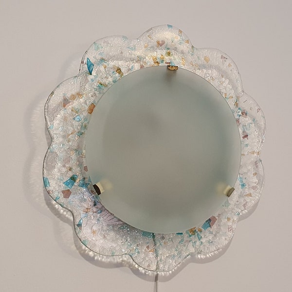 Mid Century Murano Pendant Light / XL Murano Glass Sconce / Murano flower Ceiling Lamp / Murano flush mount / Italy 80s